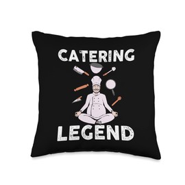 Great Caterer And Catering Chef Designs Funny Legend Chef Design Food Service Caterer Throw Pillow, 16x16, Multicolor