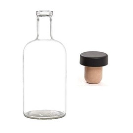 Nakpunar 25 oz Nordic Thin Base Glass Liquor Bottle with T-Top Synthetic Cork 750 ml cc - Made in USA (1, Thin Bottom Glass)
