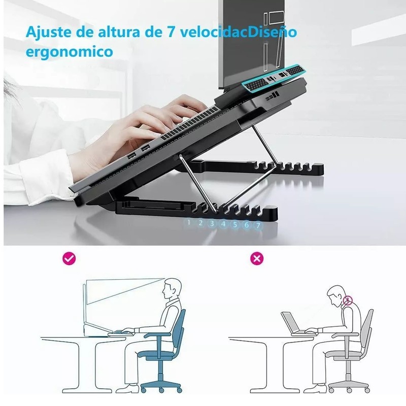 Laptop Cooling Pad USB Powered Adjustable Wind Speed Ergonomic Gaming