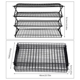 CeRaBuRET 4-Tier Collapsible Cooling Rack, Grilling Drying Rack, Cooling Rack for Cookies Baking, Multi-Functional Portable Picnic Rack, Foldable Cookie Cooling Rack for Outdoor Picnics, Barbecues