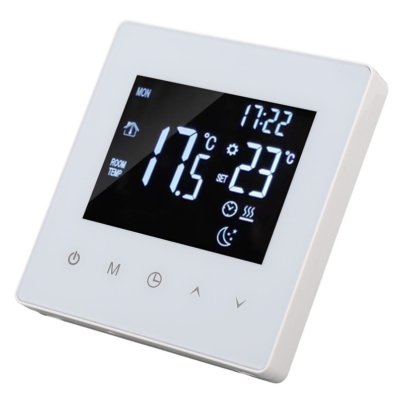 White Intelligent Thermostat Touch Screen 16A LCD Display Smart Temperature