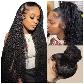 360 Lace Front Wigs Human Hair Pre Plucked Deep Wave Lace Front Wigs Human Hair Wigs for Black Women with Baby Hair Natural Hairline Deep Culy 360 Full Lace Human Hair Wigs 22 Inch