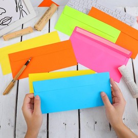 500 Pcs #10 Colored Envelopes Letter Size Business Envelopes Neon Adhesive Standard for Office Check Invoices Letters Letterhead Invitations Announcements 4-1/8 x 9-1/2''(Neon Color)