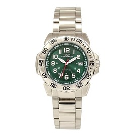 Technos T9B92SM Men's Wristwatch, Water Resistant to 10 ATM, Silver, green, Bracelet Type