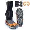 Crampons with Leg Gaiters - Micro Spike Ice Cleats with Adjustable Snow Leg Gaiters - Men's and Women's Traction Snow Grips and Gaiters for Hiking, Mountaineering, and Rock Climbing(M)