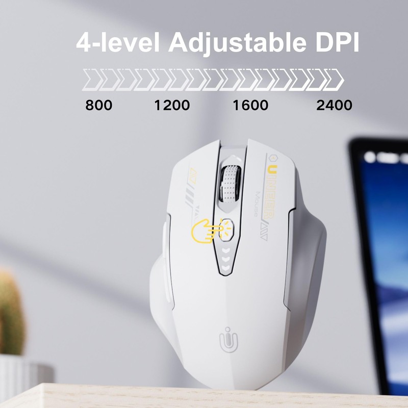 Uineer Wireless Mouse,[Upgraded] Rechargeable 2.4GHz (Battery Level Visible) Ergonomic Computer