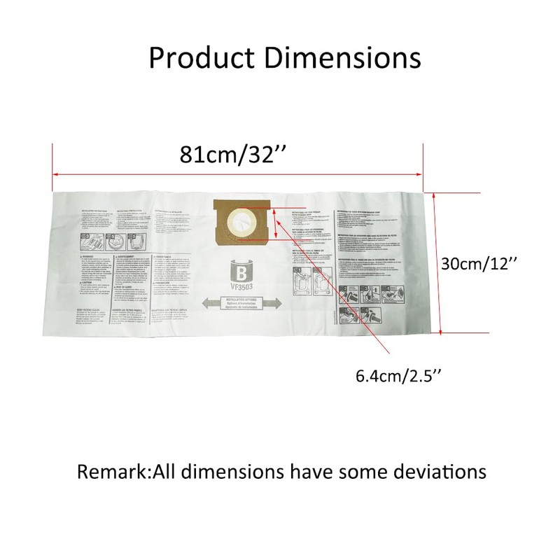 10 Packs Dust Bags (Two Layers) Size B VF3503 Compatible