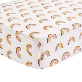 Levtex Baby - Zuma Crib Fitted Sheet - Fits Standard Crib and Toddler Mattress - Rainbows - Brown, Ochre, Grey and Cream - Nursery Accessories - 100% Cotton