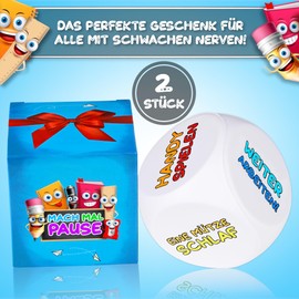 MACH MAL PAUSE® Anti-Stress Cube Set of 2 - The Colourful Stress Cube with 6 Fun Actions for Stress Relief are the Gift for Colleagues, Students, Friends - Office Toy for Employees