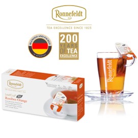 Ronnefeldt LeafCup Rooibos Orange BIO Organic Loose Leaf Tea - Best Red Herbal Infusion Chai - Natural Pure Relaxing Detox South African Decaf Bags - 15 Individually Wrapped Caffeine Free Hot Bag