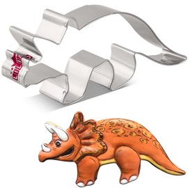 LILIAO Dinosaur Triceratops Cookie Cutter for Kids Birthday Party - 5.1 x 2.4 inches - Dino Biscuit and Fondant Cutters - Stainless Steel