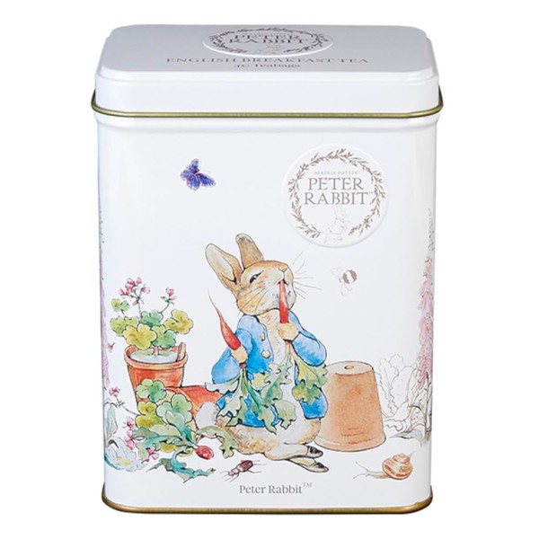 New English Teas Beatrix Potter Peter Rabbit Tin with teabags BP12, English Breakfast Tea, 40 count