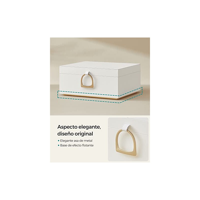 SONGMICS Caja Joyero, 2 Capas, con Asa, 23.9 x 20