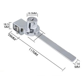 TOP-VIGOR 2Pcs Sliding Glass Door Ratchet Lock, 143mm Cabinet Door Locks Showcase Security Locks Reptile Vivarium Locks, Sliding Blade Saw Lock for Drawer Display Case, Keys Different