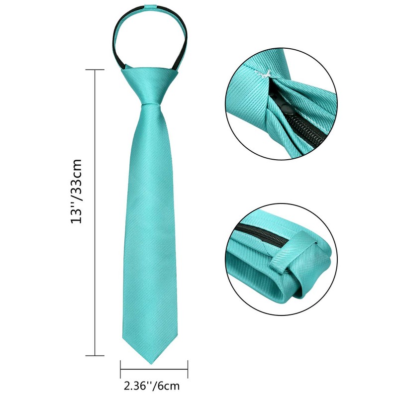 Alizeal Boys Pre-Tied 2.4" Zip Slim Tie - aqua