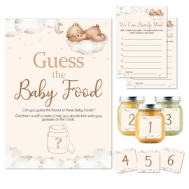 Pink Bee Parties Teddy Bear Themed Guess The Baby Food Baby Shower Party Game - 40 Player