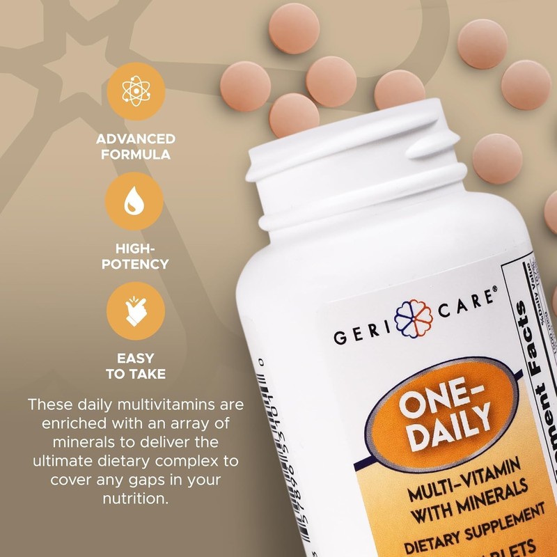 GeriCare One-Daily Multivitamins with Minerals (100 Tablets) High-Potency Multi-Vitamin &