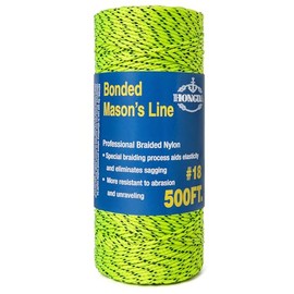 HONGDA Professional Masonry String Lines, 500 Feet #18 Bonded Braided Nylon Mason Line, Durable and Versatile String for Masonry, Construction, Gardening, and DIY Projects