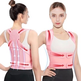 URBTFLM Posture Corrector Back Brace for Women: Adjustable Back Straightener Posture Corrector for Shoulder Neck Support - Posture Corrector for Women Men (deep pink)