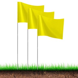 30Pack Yellow Marking Flags, JIZHGRAD 15x4x5 Inch Marker Flags Use for Yard & Lawn, Boundary & Dog Training, Survey & Landscape, Sprinkler & Surveyor, Garden & Construction, High Visibility, Sturdy, Versatile, UV & Weather Resistant