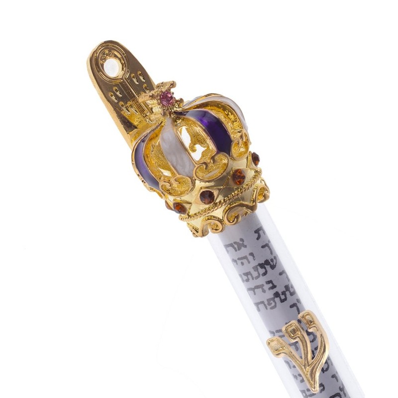 Holy Land Market Gold Plated King David Royal Crown Mezuzah