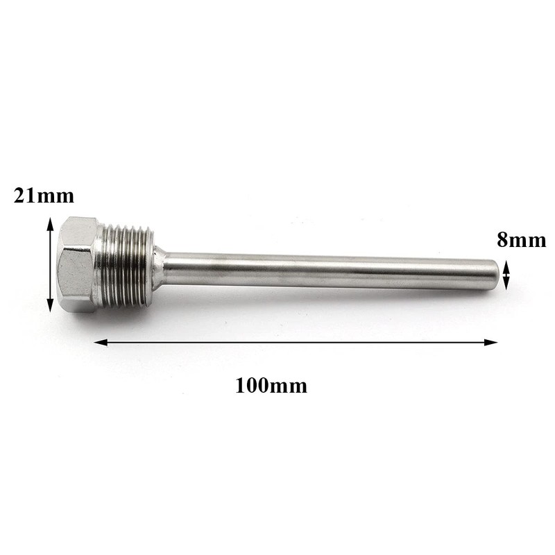 heyous 2 piezas 1/2 pulgada NPT 100 mm Thermowell acero