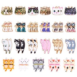 LEGENTLISUR 46Pcs Animal Enamel Charms for Jewelry Making Bulk Alloy Cat Pendant Charms for Bracelet Necklace Keychain DIY Craft Supplies