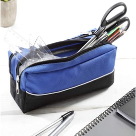ARPAN Large Pencil Case with Double Zipper Fabric Pencil Case for Office School Stationary, College Students, Make-Up Bag (Blue- Pack of 2)