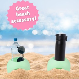 Needzo Mint Colored Turtleback Sand Coasters, Beach Vacation Essentials, Travel Cup Holders, 4.5 Inches (Pack of 3)