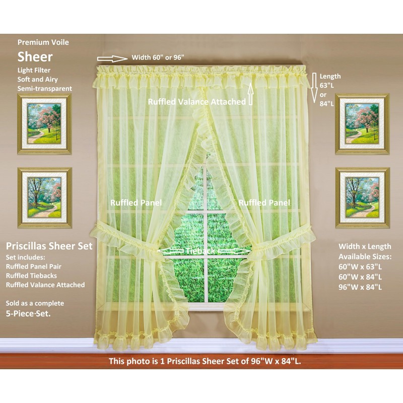 Today's Curtain, Emelia Priscilla Sheer Pair 60" W x 84"