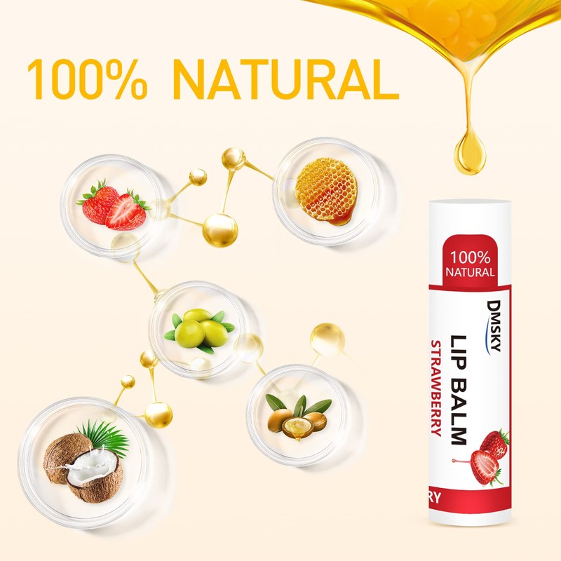DMSKY 24 Pack Lip Balm, Natural Lip Balm Bulk with