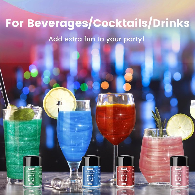 5 Colors Edible Glitter Set, Edible Glitter for Drinks, Luster