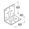 60mm x 40mm x 60mm Galvanised Adjustable Angle Brackets for
