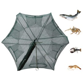 Fish Trap Bait Fish Trap Eel Trap Trap for Fishing Net Fishing 6 Holes Foldable Bait Fish Trap Nylon Trap for Fishing Large