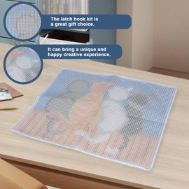 Peakloong Latch Hook Rug Kits Crocheting Carpet Rug Cats Yarn Pre-Printed Canvas Cushion Mat Crochet Tapestry Sofa Decor