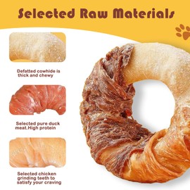CYGJWL Dog Donut Treats,Chicken Duck Wrapped Rawhide Donuts(Plus Size),No Artificial Additives or Preservatives, Long-Lasting Dental Treat for Medium to Large Breeds,5.5inc Diameter, (6oz)