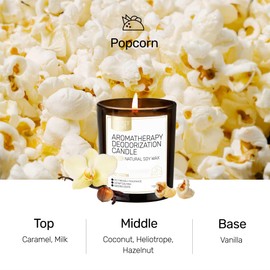 Pet Odor Eliminator Candle, Vanilla Popcorn Fragrance, Natural Soy Candle with Catnip Essential Oil, Non-Toxic, Pet Friendly & Pet Safe, Pet Lover Gifts, 60-Hour Burn Time, 7 oz