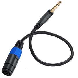 HTGuoji Speakon to 6.35mm Mono Speaker Cable, 6.35mm TS Male to Speakon Female Speaker Cable, Female Speakon Jack to 6.35mm TS Plug for DJ/PA Speaker Cable 50cm (6.35mm)
