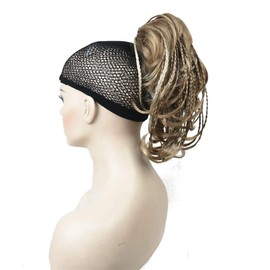 Wiginway Ponytail Messy Style Hair Extension Handmade Braid Synthetic Hair-Piece with Jaw Claw Clip (Lightest Golden Blonde with Highlights)