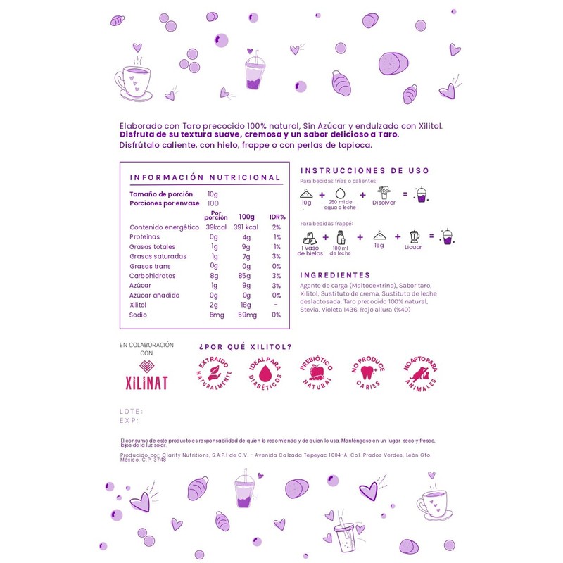 Taro en polvo para bebidas con Taro 100% natural Bubultea