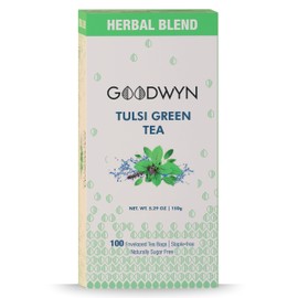 Goodwyn Herbal Tulsi Tea Bags Holy Basil Green Tea 100 Individually Wrapped Bags Low Caffeine Sugar Free Plastic Free Daily Wellness Herbal Tea Indian Origin Chai Eco Friendly Tulsi Tea Sampler Gift Set