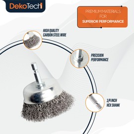 Brass-Coated Wire Brush Set – Wheel, Cup & End Brushes with 1/4" Hex Shank, Heavy-Duty Carbon Steel Bristles for Rust Removal & Paint Stripping (Wire Cup Brush for Drill)