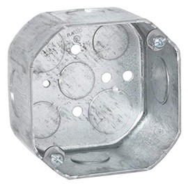 Hubbell-Raco 167 4-Inch Octagon Box, 2-1/8In. Deep, (2) 1/2-Inch & (2) 3/4-Inch Side Knockouts, (Pack of 25)