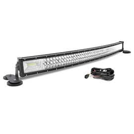 AUXTINGS 42 inch Curved Led Light Bar With Magnetic Bracket Holder,12V Wiring Harness Kit,26000LM Triple Row Flood Spot Beam Driving Work Lamp for Vehicle Car Off road Truck SUV 4x4 trailer,6000K