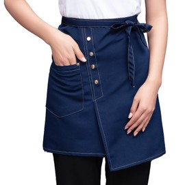 Half Waist Apron, Short Half Apron with 1 Pocket, Waiter Aprons for Men Women, Waterproof Waiter's Apron, Pre-Tie Apron, Cooking Apron, Bistro Apron, Kitchen Apron, Barista Apron, c