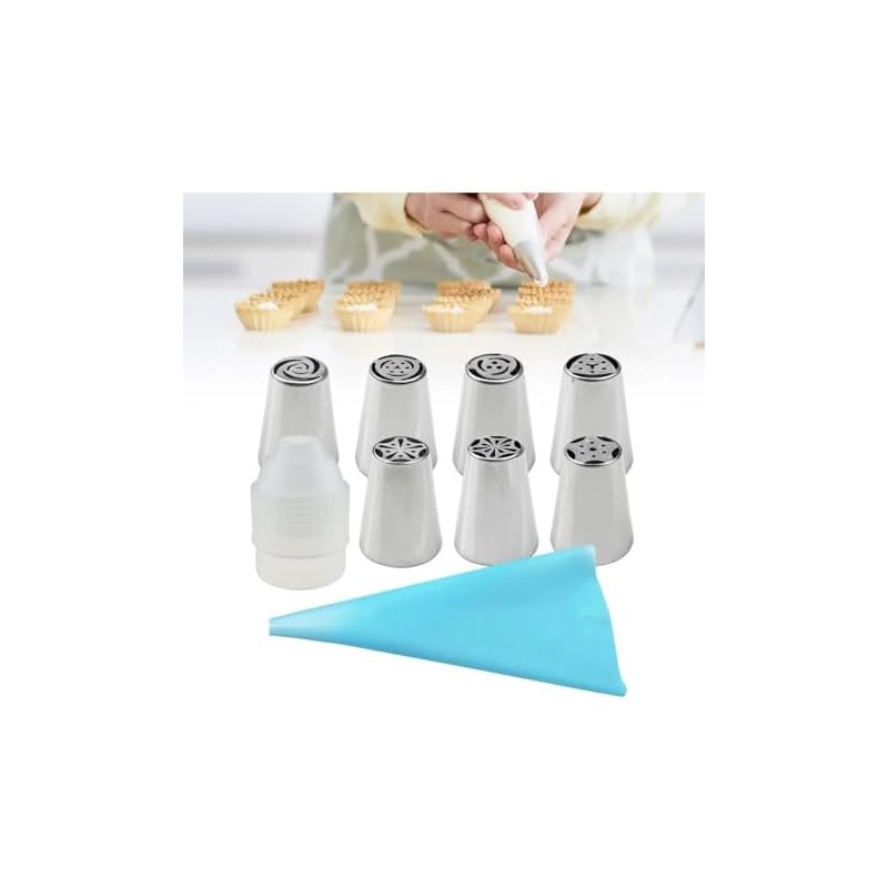Lecute Set 9 Boquillas Duya Glaseado Acero Manga Pastelera Reutilizables