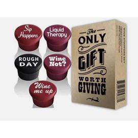 Vinakas 3 Sets Silicone Wine Stoppers, Bottle Stopper, Wine Bottle Cork Set of 5 Phrases