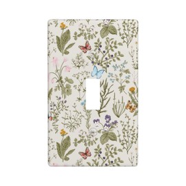 Vintage Flowers Floral Garden Plants Light Switch Cover Decorative Single Toggle 1 Gang Wall Plate Board Wallplates For Kitchen Farmhouse Bedroom Bathroom Art Decor