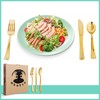120 Pieces Gold Plastic Silverware - Heavy Duty Gold Cutlery