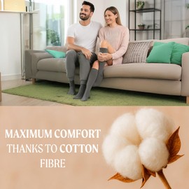 CALZITALY Medical support cotton knee high socks | compression cotton socks | 14-16 mmHg | made in italy | (M, Black)